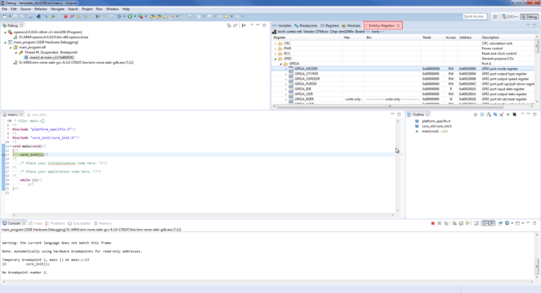 Uruchomienie szablonu projektu STM32 pod Eclipse